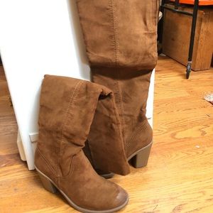 Knee high suede boots